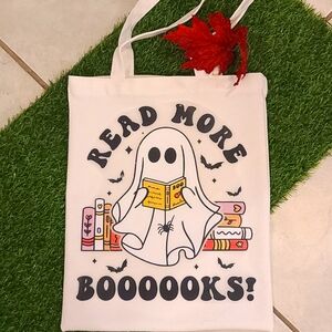 READ MORE BOOOOOKS! Halloween Themed Canvas Shoulder Tote NWT